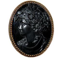 8-1 Black Glass - Cameo Design - Shape  (1-5/8")